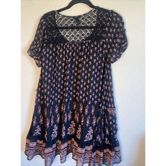 dress Floral open knit crochet hippie Paisley Midi S forever21 pheobe whimsigoth - Picture 8 of 12